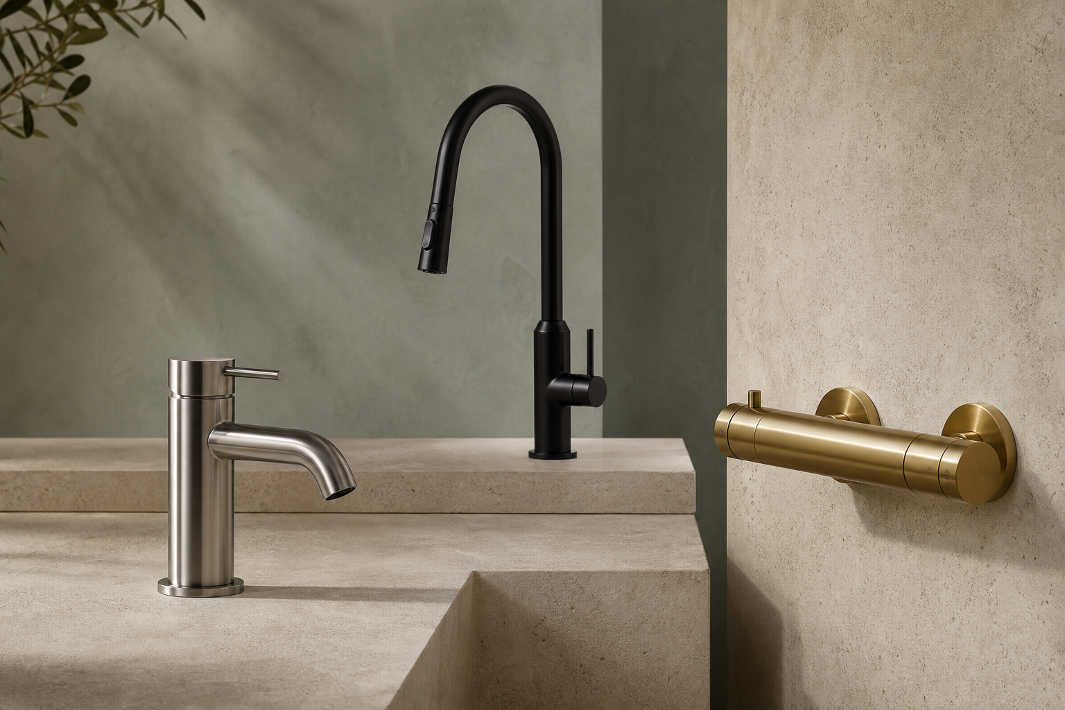 Coordinated faucet and shower collection
